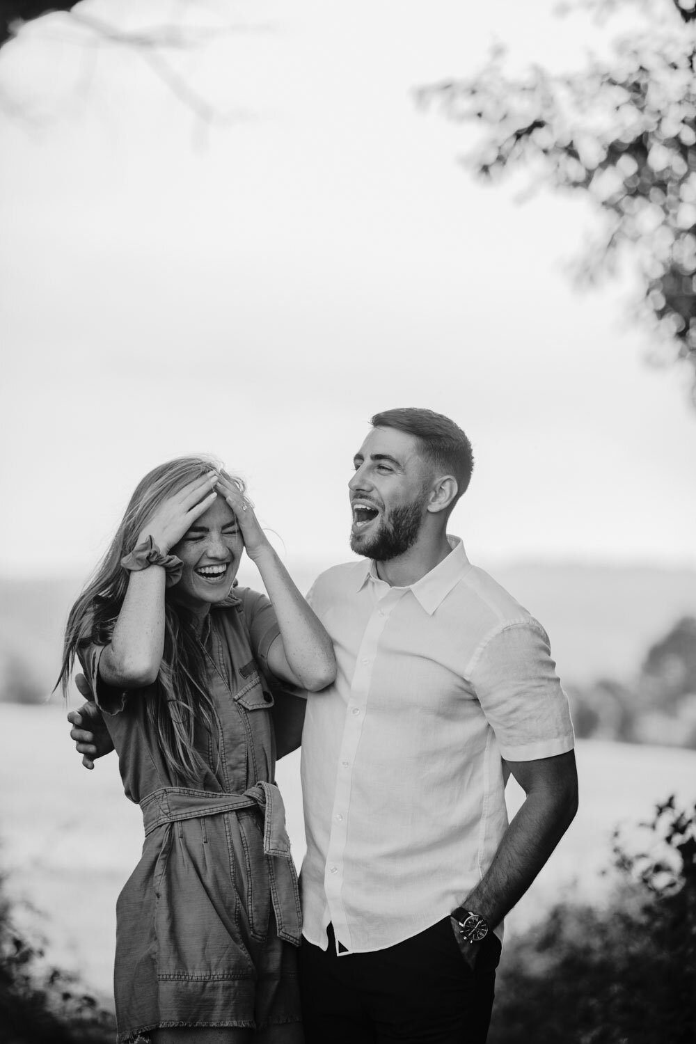 A couple laughing