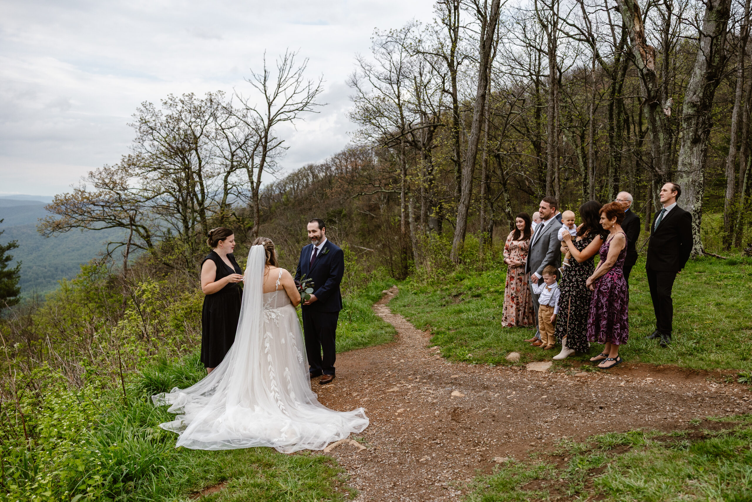 A couple eloping with family at SHENANDOAH NATIONAL PARK