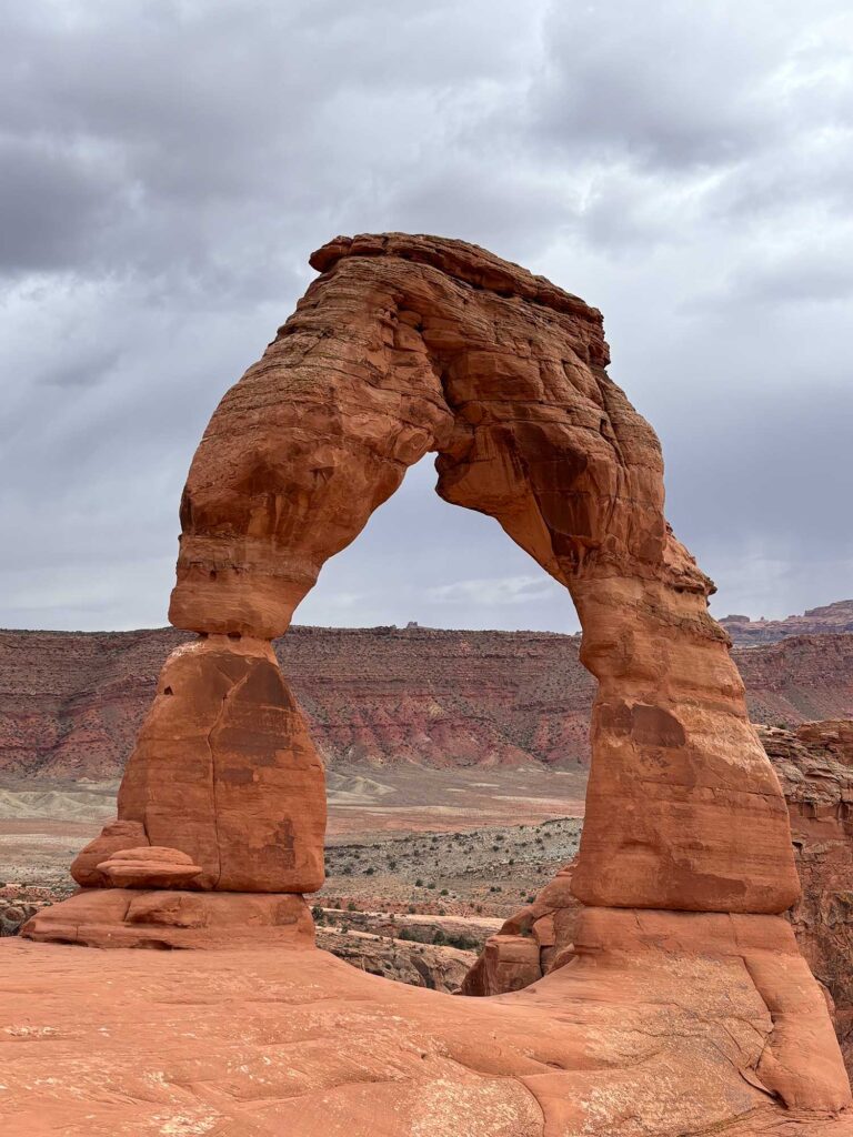 A photo of Delicate Arch around sunset at Arches National Park